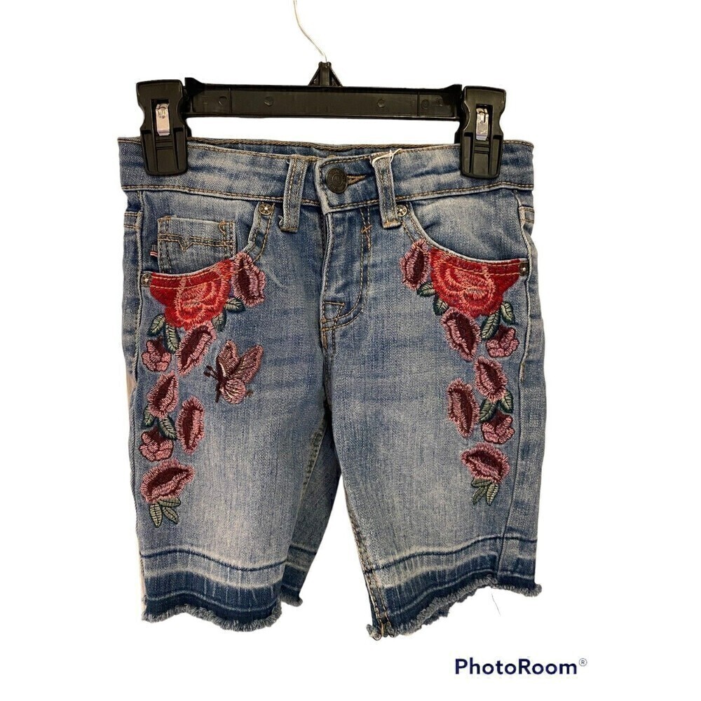 Vigoss Girls Jean Shorts With Embroidered Flowers Sz.7